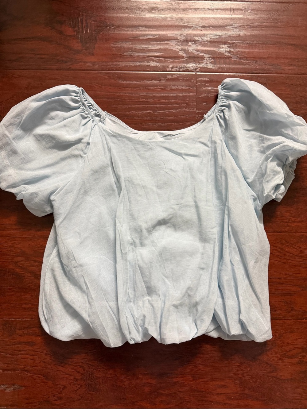 Light Blue Puff Sleeve Women’s Top